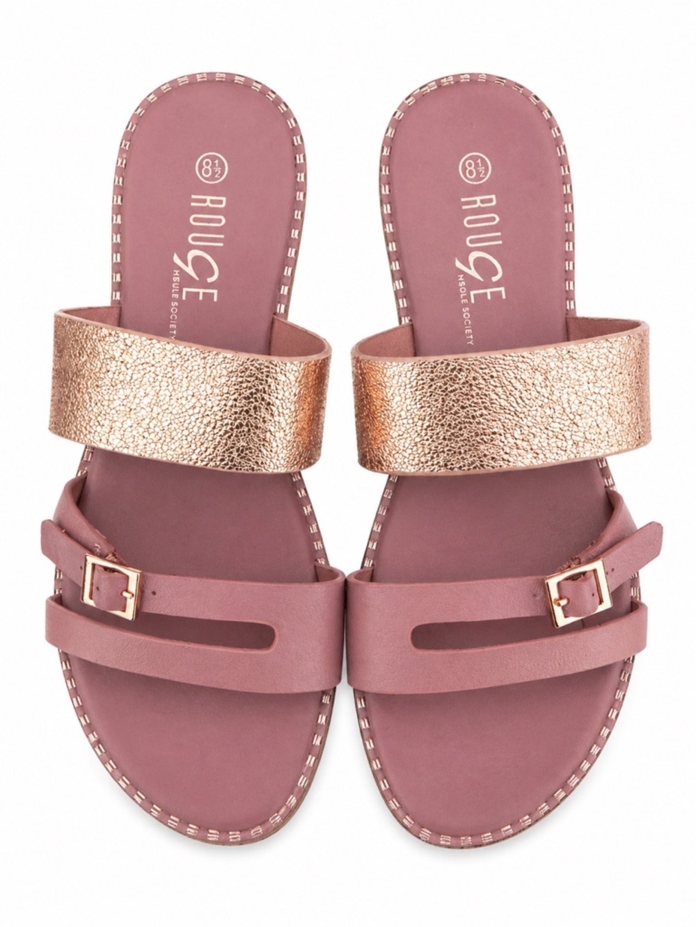 Sole Society Ruce Sandals | Rose Gold Mauve Slides 8.5